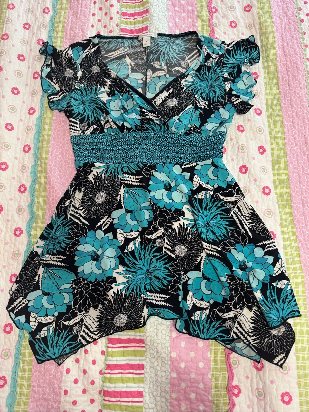 Vintage Y2K 2000s teal baby doll top